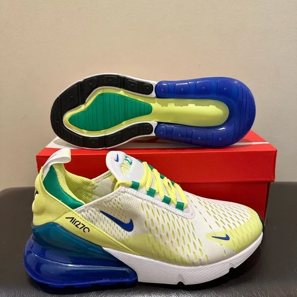 NIB  Big Kid's Nike Air Max 270 White/Light Lemon Twist/Stadium Green - Picture 5 of 6